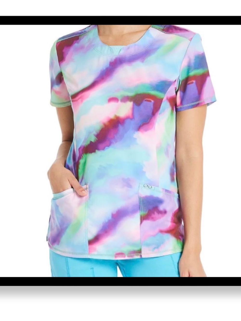 NWT Cherokee Infinity Paintwd Prism Women’s Multicolor Scrub Top